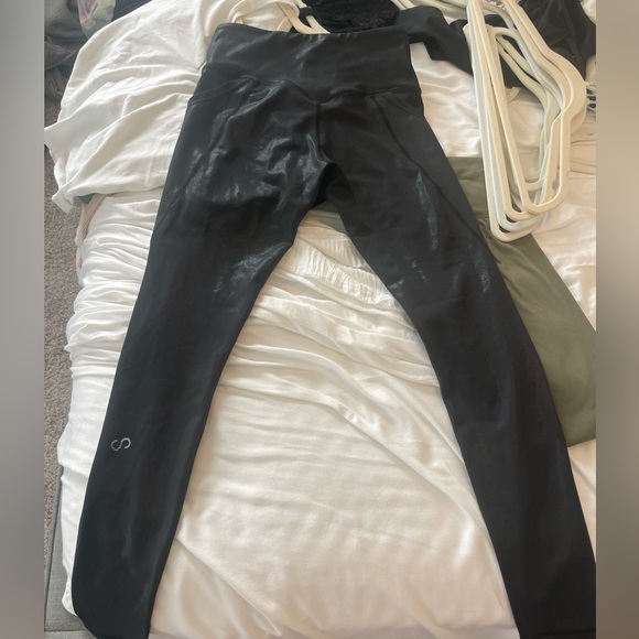 High-waisted black with shimmer leggings. Can dress up or down. - Picture 2 of 3